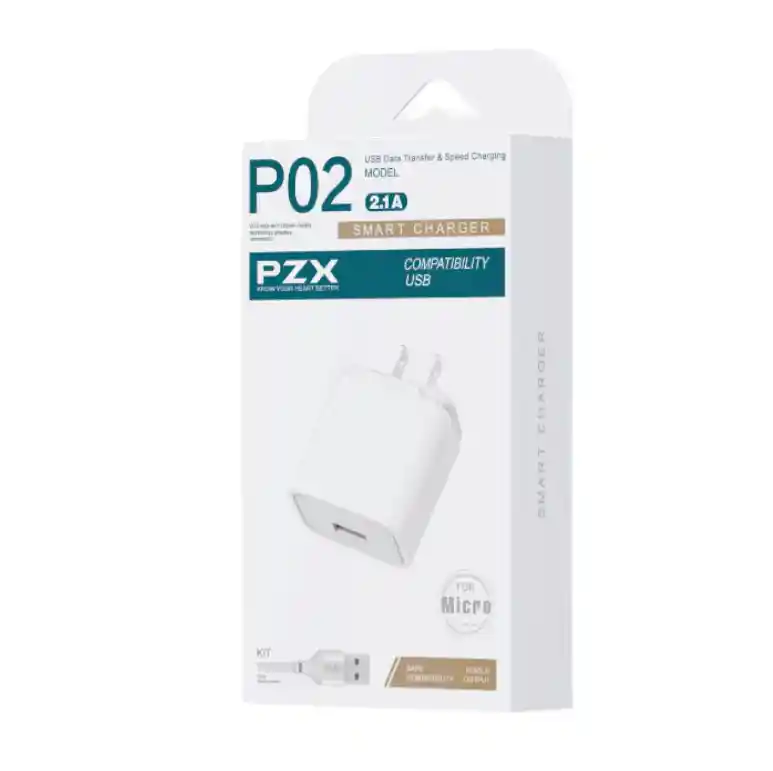 Cargador Para Celular Pzx Micro Usb V8 2.1a Con Regulador De Energía