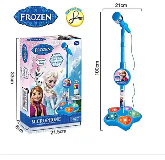 Juguete Microfono Karaoke Frozen Niñas Con Luces 100cm