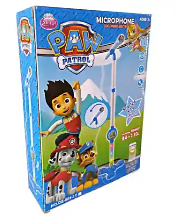 Juguete Microfono Karaoke Patrulla Canina Niño + Luces 100cm