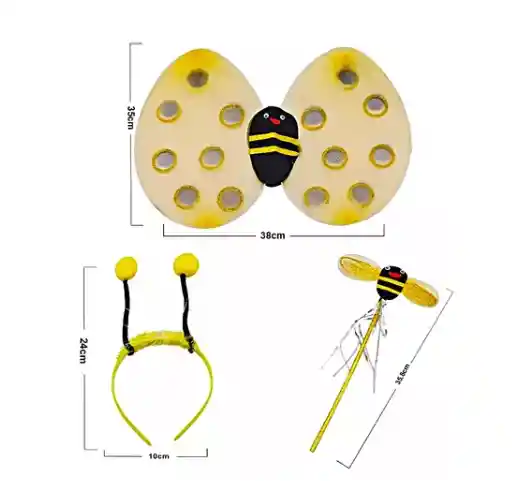 Disfraz Abejita Alas Diadema Varita Halloween Niñas Fiesta Bebe Amarillo