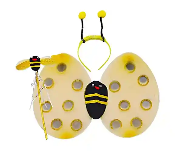 Disfraz Abejita Alas Diadema Varita Halloween Niñas Fiesta Bebe Amarillo