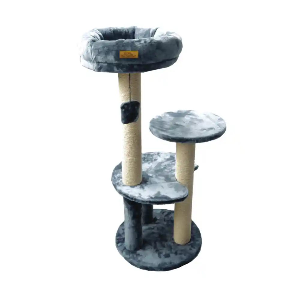 Gimnasio Para Gato Pet Comfort Circulos Con Cama Gris - 50x50x110 Cm