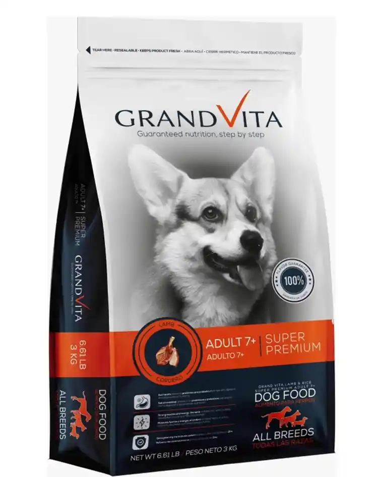 Grand Vita Adulto +7 | Alimento Cordero Perro Senior X 3 Kg