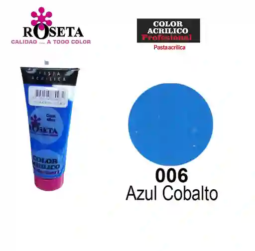 Pintura Acrilica Roseta Color Azul Cobalto-006 X Unidad Tubo De 100cc Pinturas Acrilicas