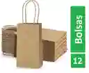 Bolsa De Papel Kraft X12unds Medianas 17x11x7cm Regalo Empaques Paquete