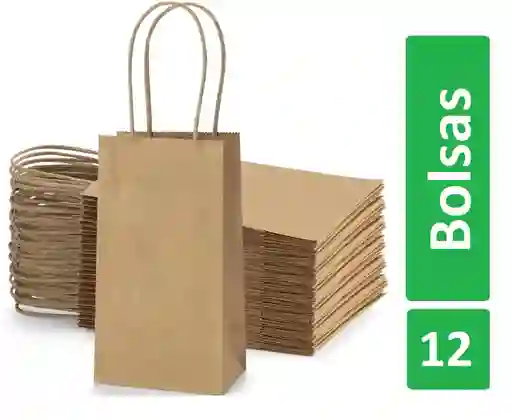 Bolsa De Papel Kraft X12unds Medianas 17x11x7cm Regalo Empaques Paquete