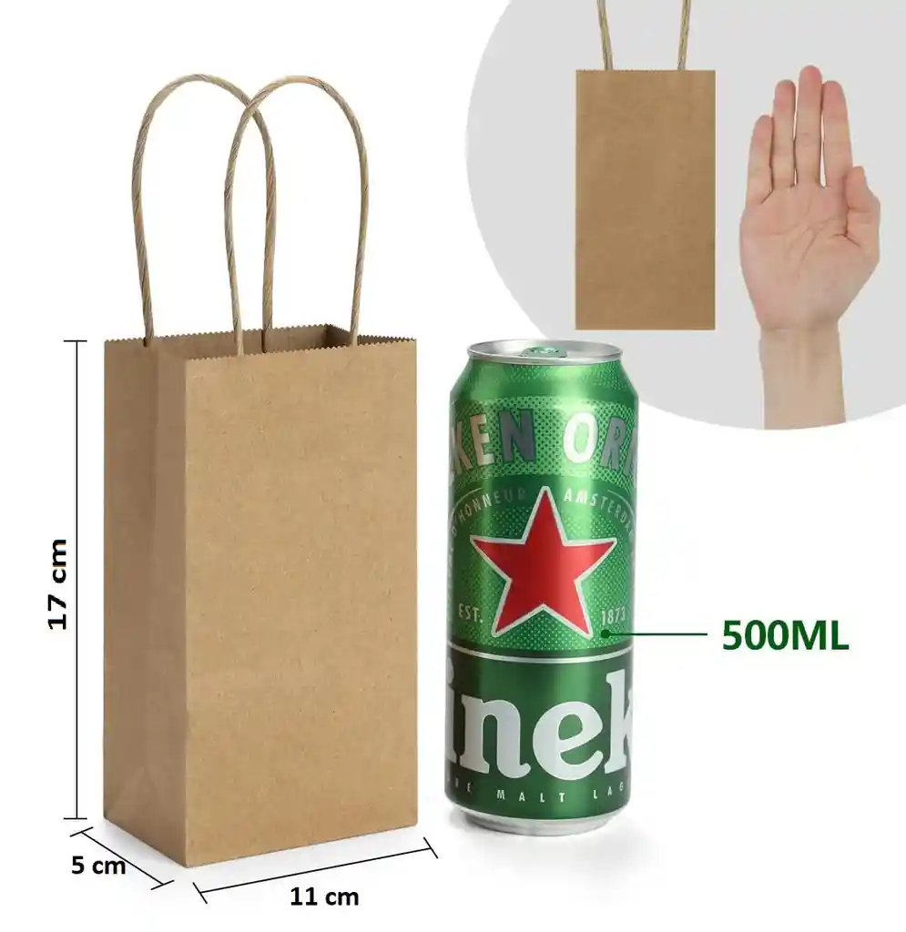 Bolsa De Papel Kraft X12unds Medianas 17x11x7cm Regalo Empaques Paquete
