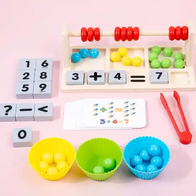 Juguete De Matematicas En Madera 3 En 1 Para Niños. Ábaco, Juego De Operaciones De Matemáticas