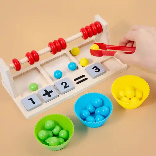 Juguete De Matematicas En Madera 3 En 1 Para Niños. Ábaco, Juego De Operaciones De Matemáticas