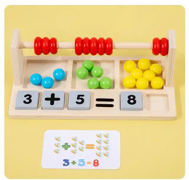 Juguete De Matematicas En Madera 3 En 1 Para Niños. Ábaco, Juego De Operaciones De Matemáticas