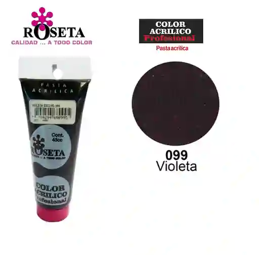 Pintura Acrilica Roseta Color Violeta-099 X Unidad Tubo De 100cc Pinturas Acrilicos