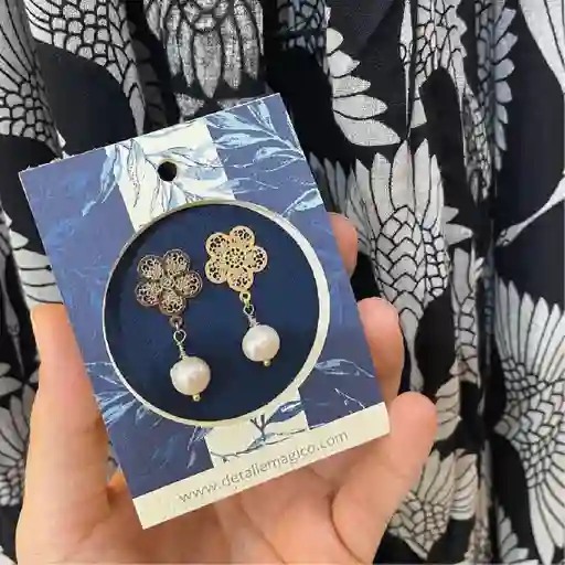 Aretes | Topos Perlas Grandes - Flores