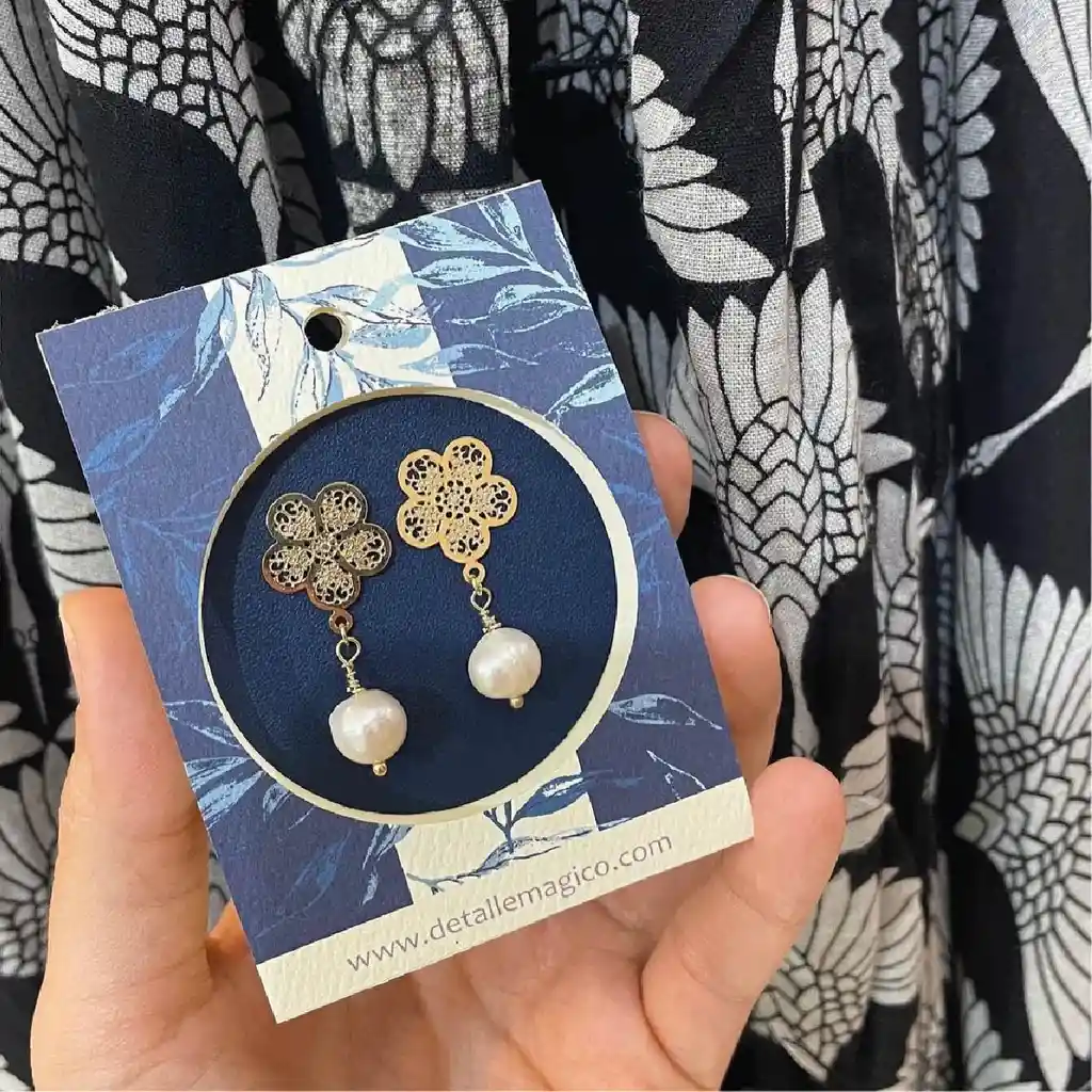 Aretes | Topos Perlas Grandes - Flores