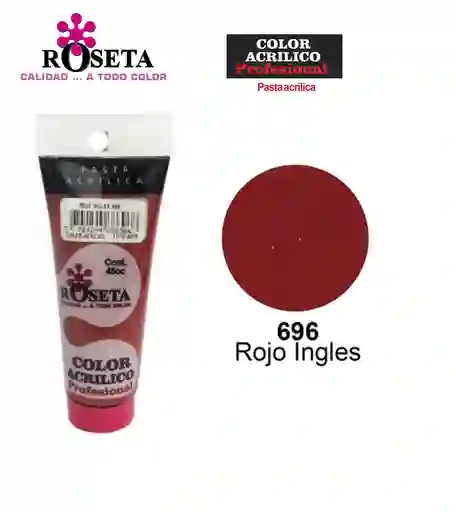 Pintura Acrilica Roseta Color Rojo Ingles-696 X Unidad Tubo De 100cc Pinturas Acrilicas
