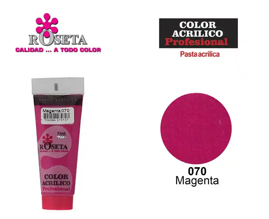 Pintura Acrilica Roseta Color Magenta-070x Unidad Tubo De 100cc Pinturas