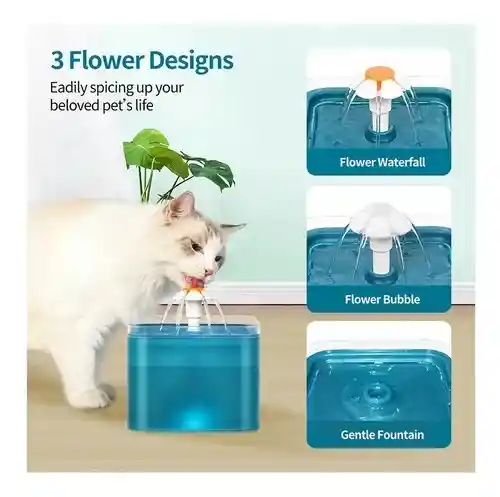 Fuente De Agua Para Gatos Y Perros De 2l Con Luz Led Color Gris