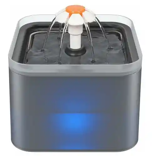 Fuente De Agua Para Gatos Y Perros De 2l Con Luz Led Color Gris