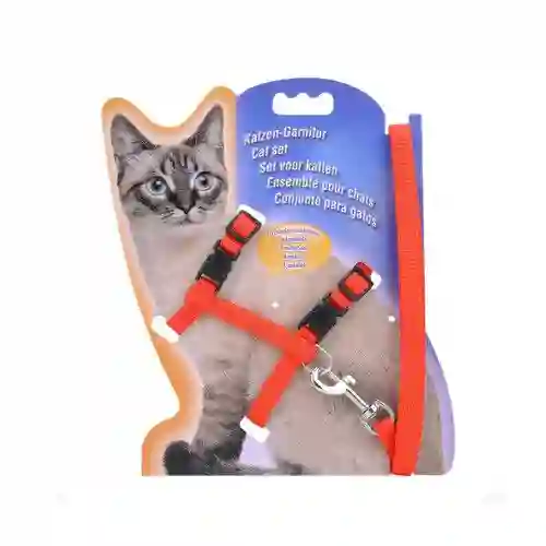 Arnes Sencillo Ajustable Para Gato Color Rojo