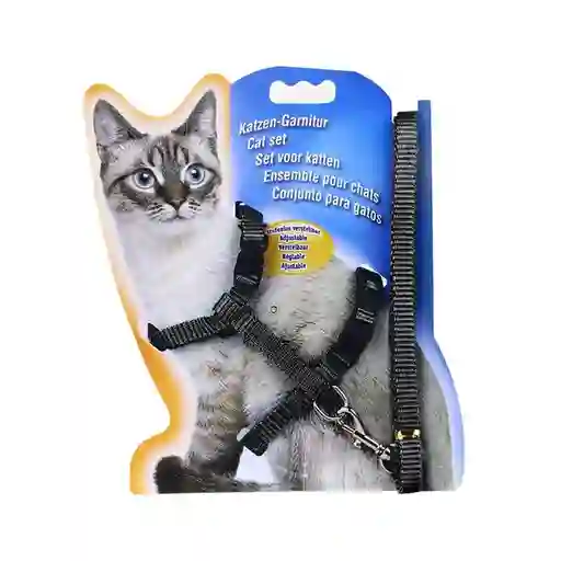 Arnes Sencillo Ajustable Para Gato Color Negro