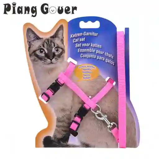 Arnes Sencillo Ajustable Para Gato Color Rosa