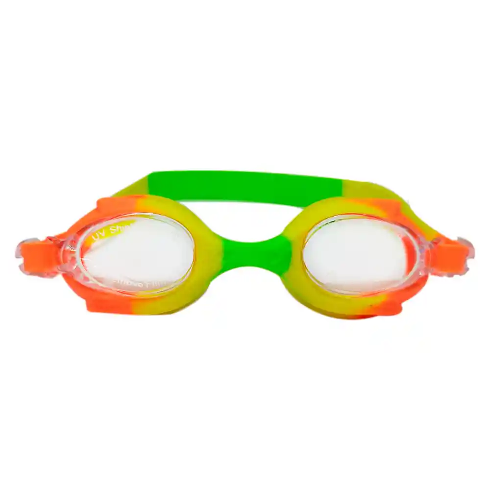 Gafas Natación Niños Colores Ajustable + Estuche Filtro Uv (verde/naranja)