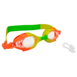 Gafas Natación Niños Colores Ajustable + Estuche Filtro Uv (verde/naranja)