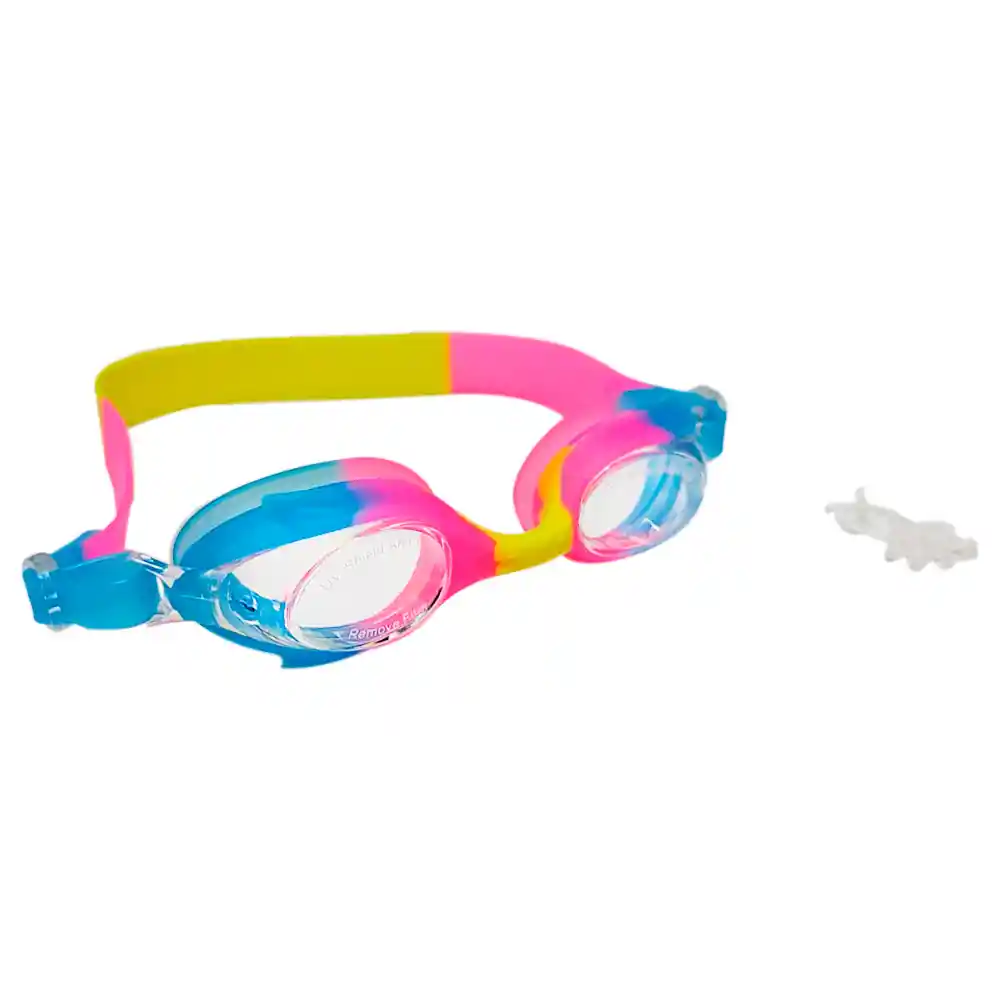 Gafas Natación Niños Colores Ajustable + Estuche Filtro Uv (rosa/azul/amarillo)