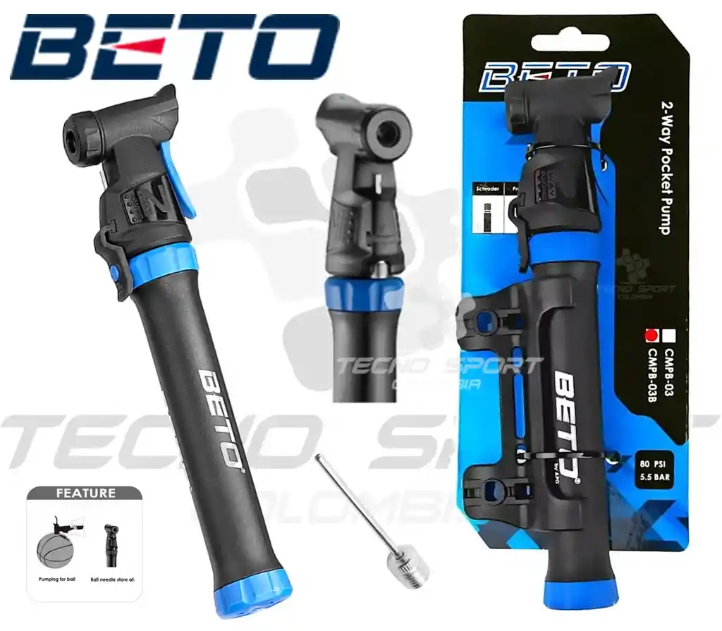 Inflador Mini Bomba Aire Bicicleta Y Balon Beto 80psi