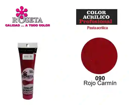 Pintura Acrilica Roseta Color Rojo Carmin-090 X Unidad Tubo De 100cc Pintura