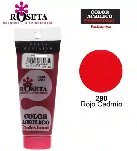Pintura Acrilica Roseta Color Rojo Cadmio-290 X Unidad Tubo De 45cc Pintur