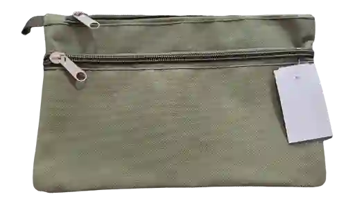 Cartuchera Verde Militar Doble Bolsillo