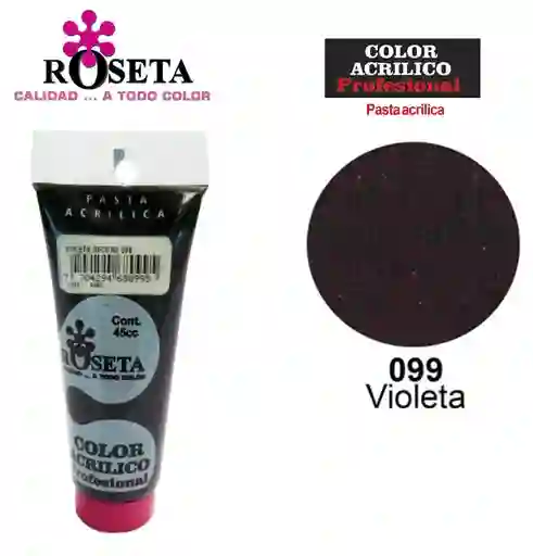 Pintura Acrilica Roseta Color Violeta Oscuro-099 X Unidad Tubo De 45cc Pintur