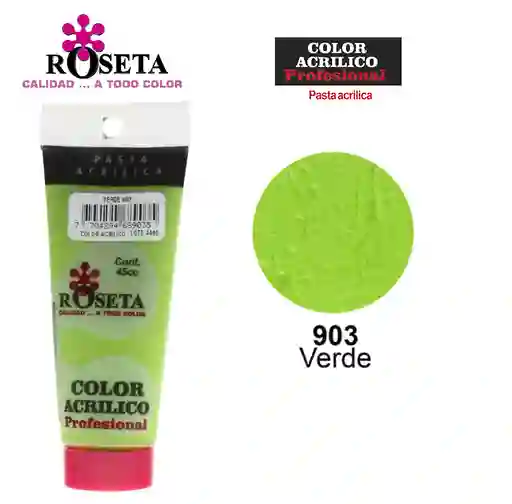Pintura Acrilica Roseta Color Verde-903 X Unidad Tubo De 45cc Pintur