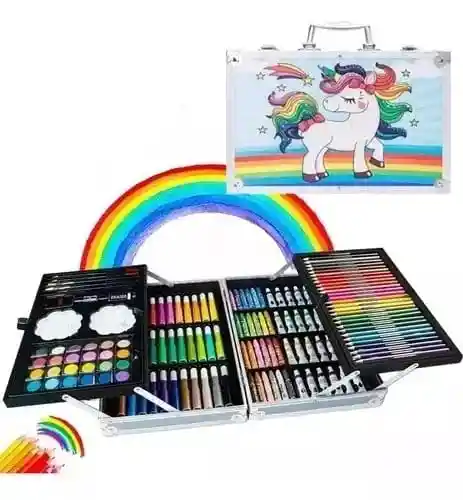Set De Arte Para Niños Marcadores Crayolas Acuarelas Colores 145 Pzs