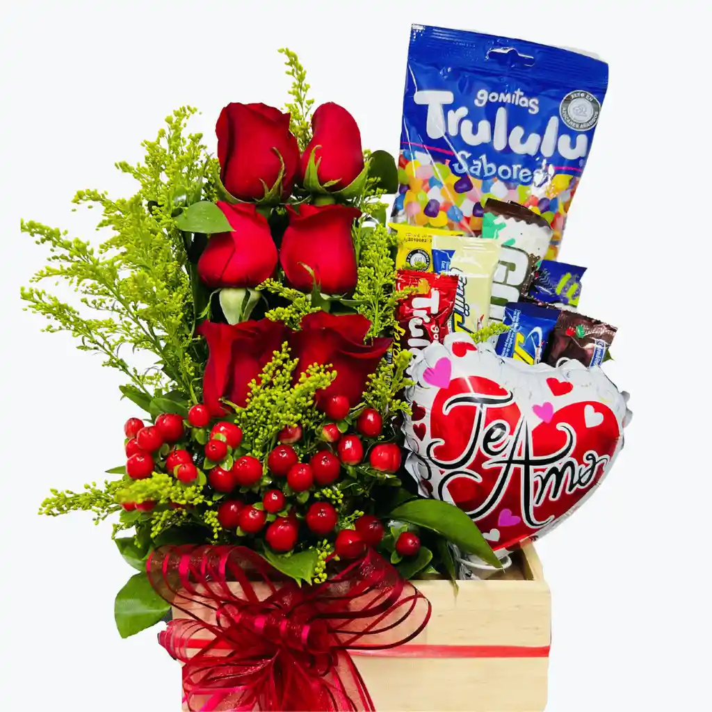 Regalo Con Rosas Y Chocolates