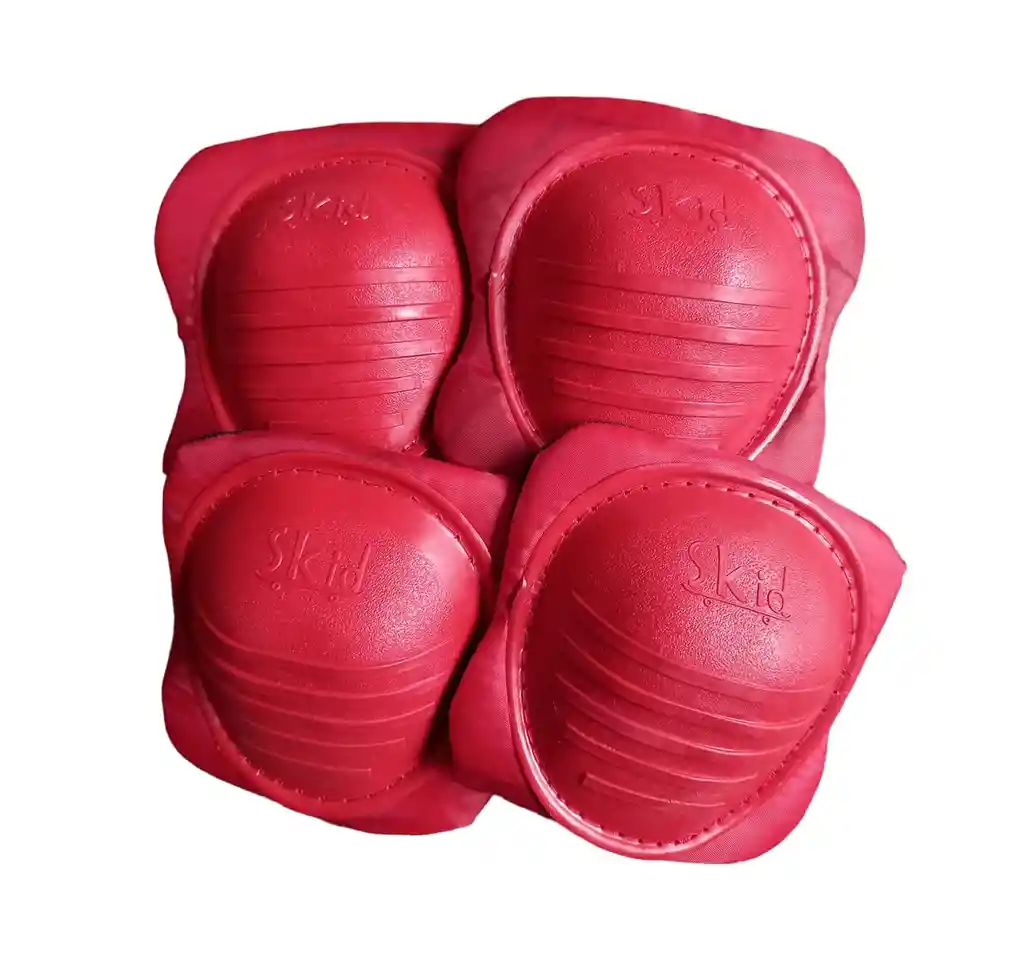 Casco Para Bicicleta Patinaje Niñas Niños 4-8años Guantes Coderas Rodilleras - Rojo