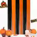 2 Cortinas Metalizadas Para Halloween Naranja Negra