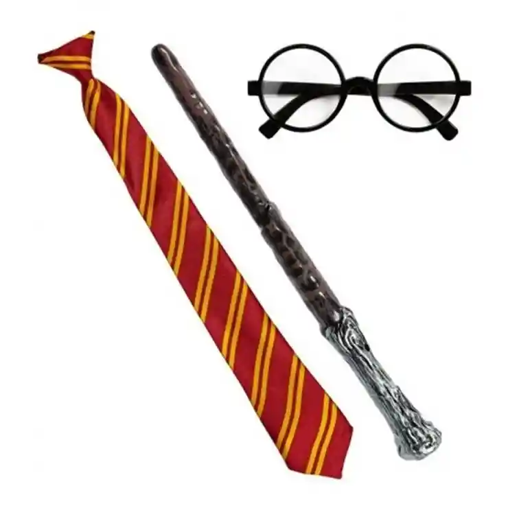 Kit Accesorios Harry Potter Varita, Corbata, Gafas