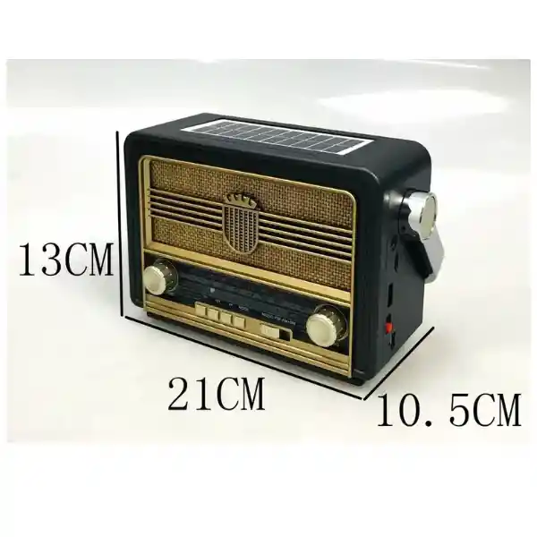 Radio Parlante Vintage Bluetooth Am/fm Recarga Solar Linterna