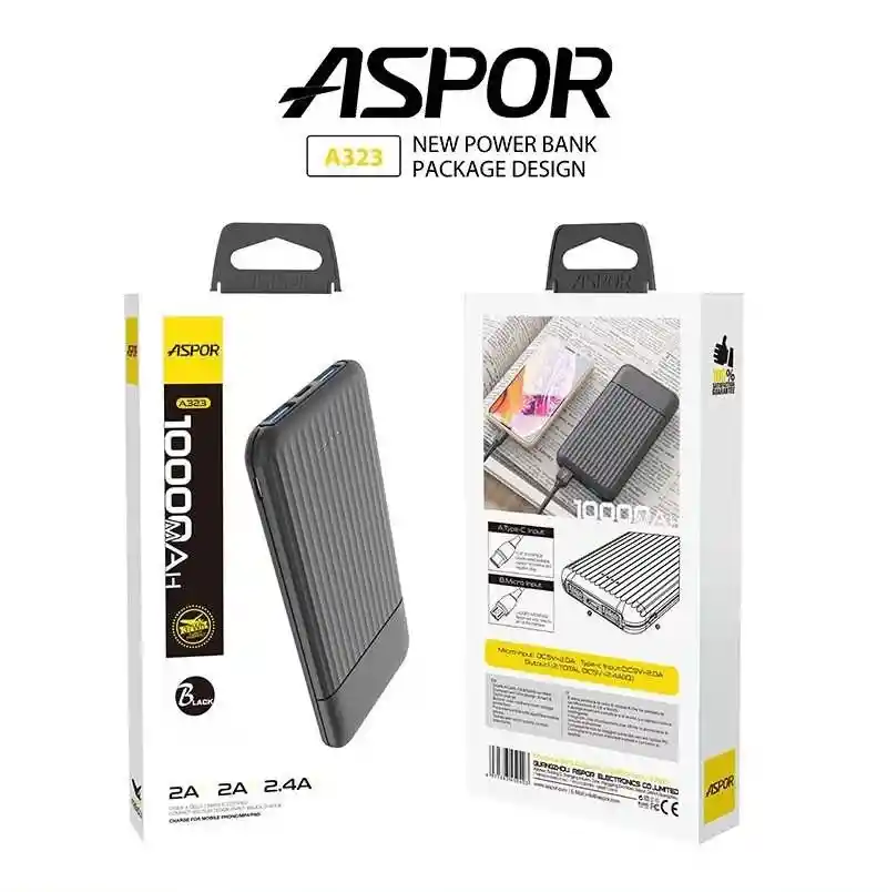 Power Bank 10000mah Aspor A323 Cargador Portátil