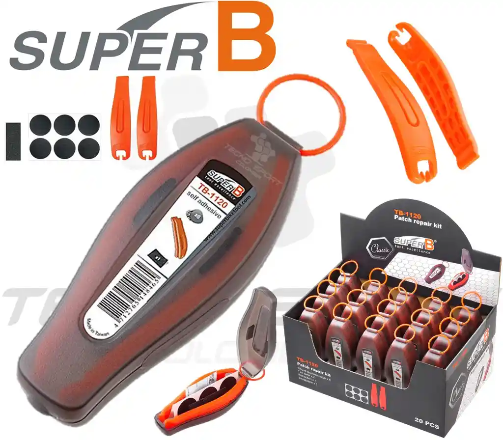 Kit Parche Bicicleta + Palanca Super B Autoadhesiva 9pzs