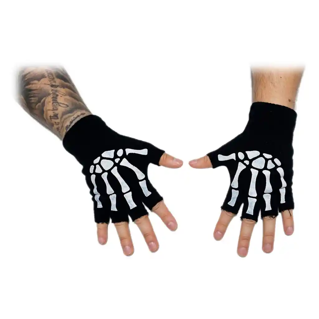 Guantes Calaveras De Huesos Niños Adultos Esqueletos - Cortos