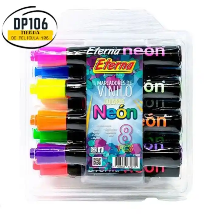 Marcadores De Vinilo Colores Neon 8 Und