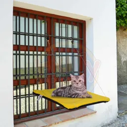 Cama O Hamaca Gatos Para Ventanas Con Reja Amarillo