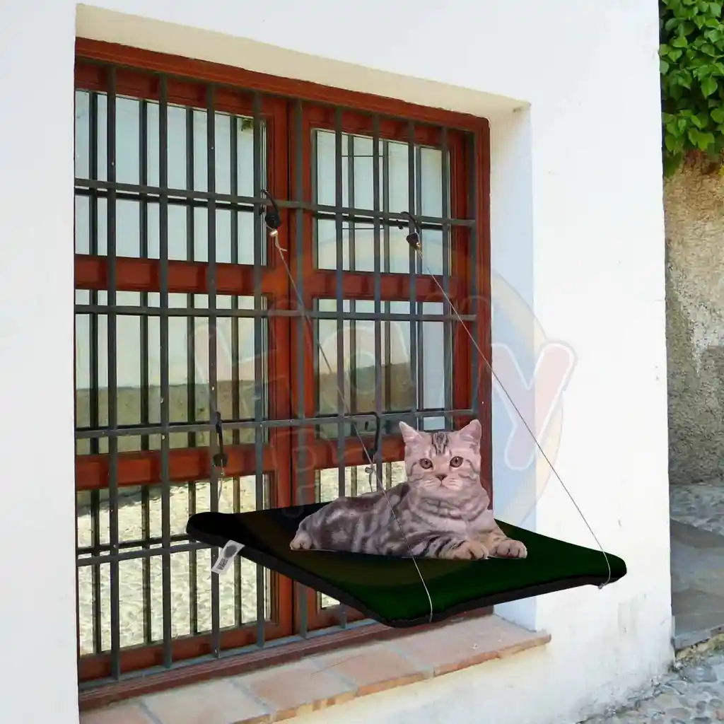 Cama O Hamaca Gatos Para Ventanas Con Reja Verde