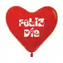 Globos Corazon Feliz Dia R-12 Rojo X 12 Unidades