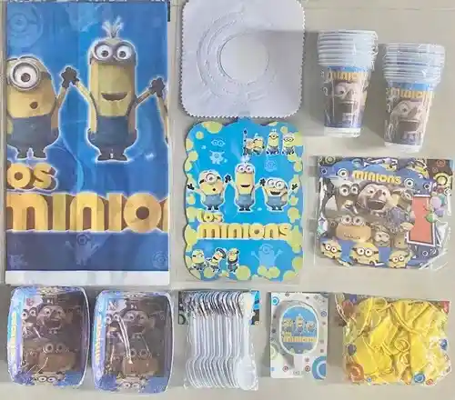 Kit Decoracion Fiesta Infantil Cumpleaños Minions 24 Invitados