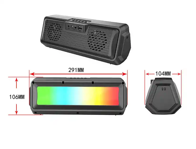 Radio Parlante Fm Bluetooth 5w X2 Portátil 2,5 Pulgadas Luz Led Rgb