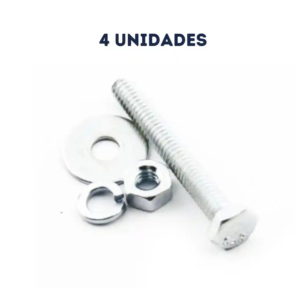 4 Unidades Tornillo Hexagonal 1/4 X 2 Con Tuerca Y Arandela