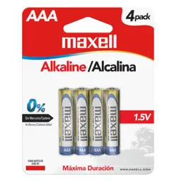 Pilas Aaa Alcalina X4 Unidades Maxell Máxima Duración